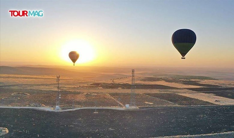 Colorful hot air balloons floated over the skies of Gobeklitepe,
