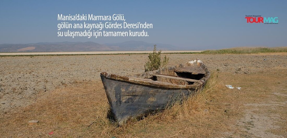 Manisa’daki Marmara Gölü, gölün ana kaynağı Gördes Deresi’nden su ulaşmadığı